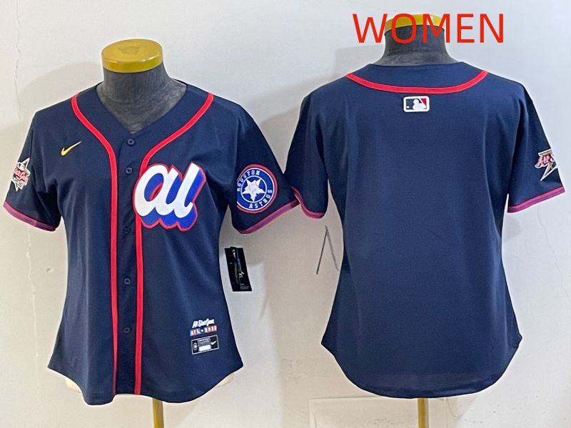 Women 2025 Houston Astros Blank Drak Blue All star Nike MLB Jersey style 01